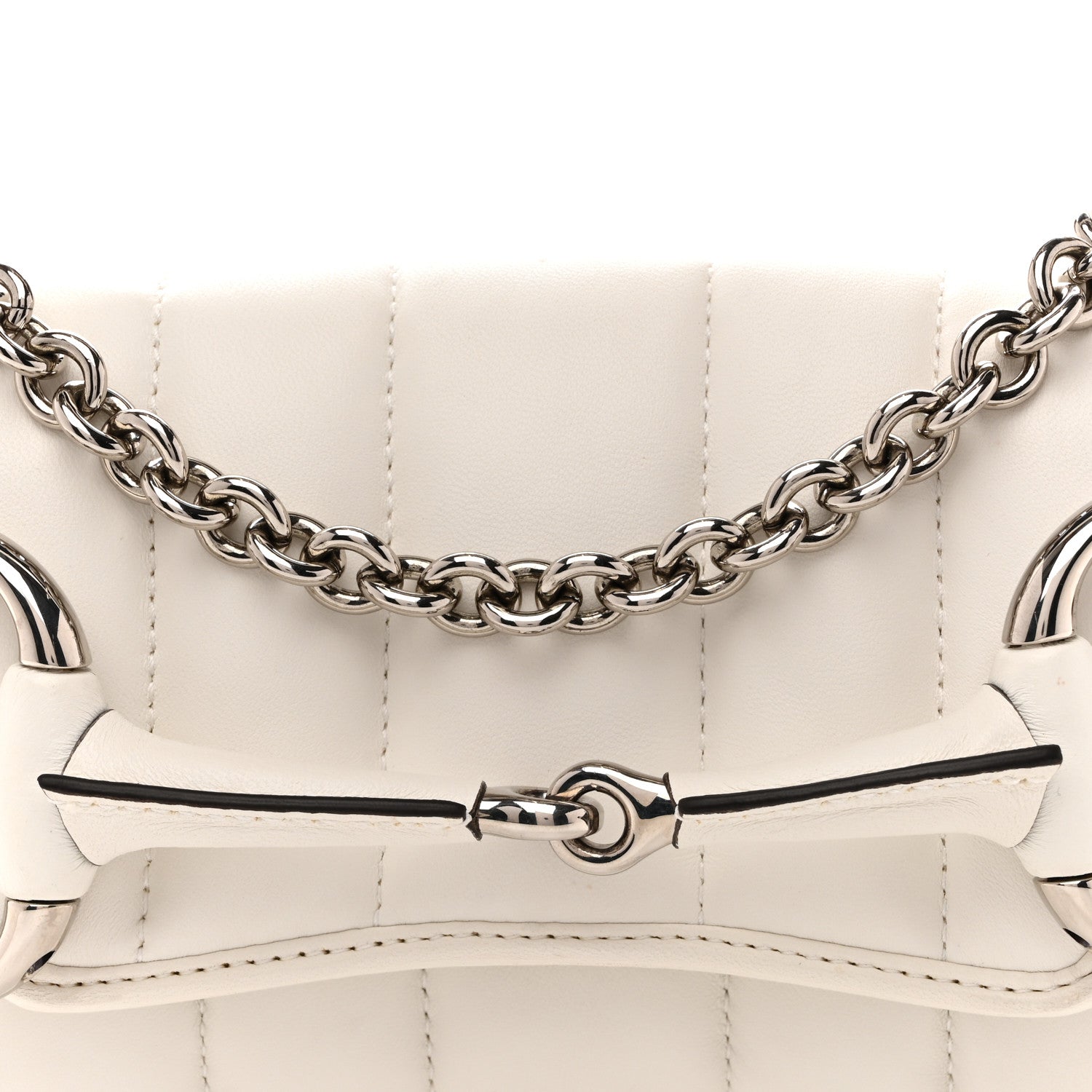 Nappa Vertical Matelasse Small Maxi Horsebit Chain Shoulder Bag Great White