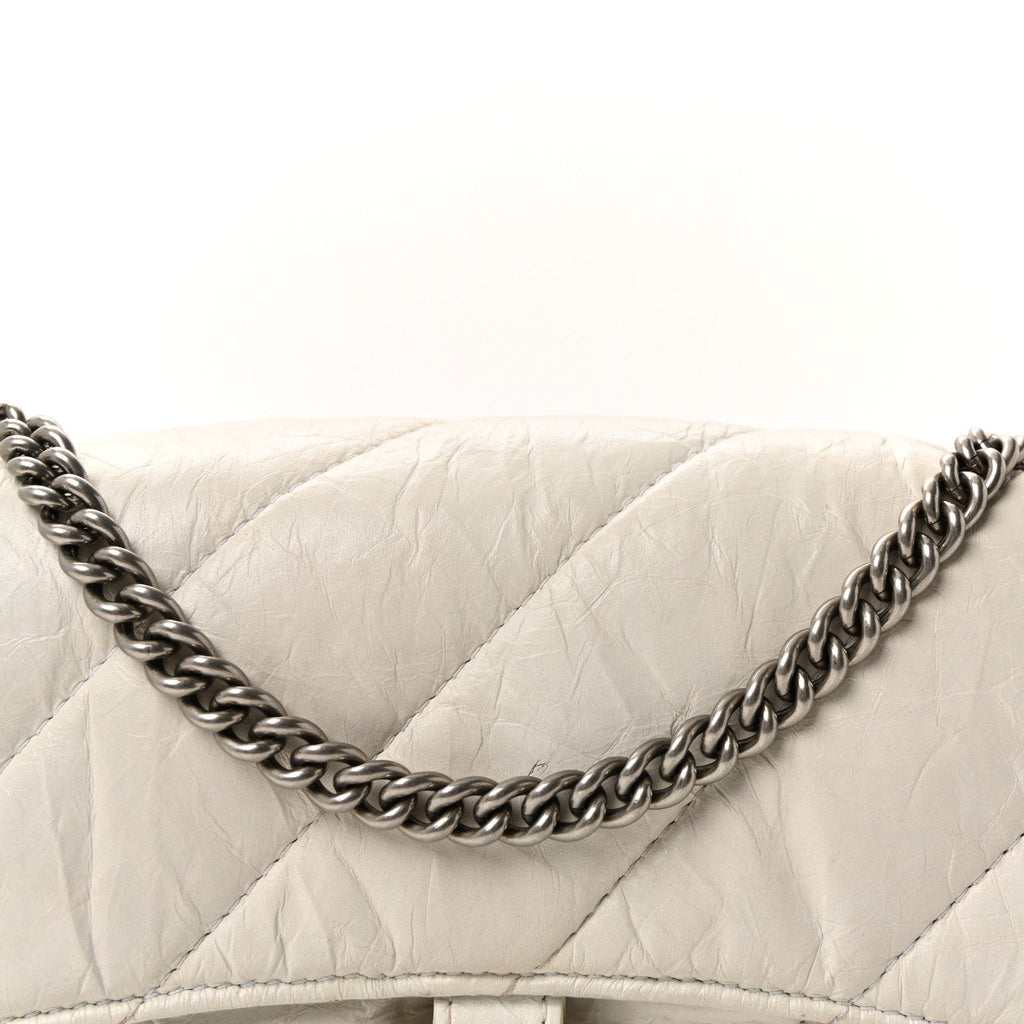 Crushed Calfskin Quilted XS Crush Chain Bag  Optic White