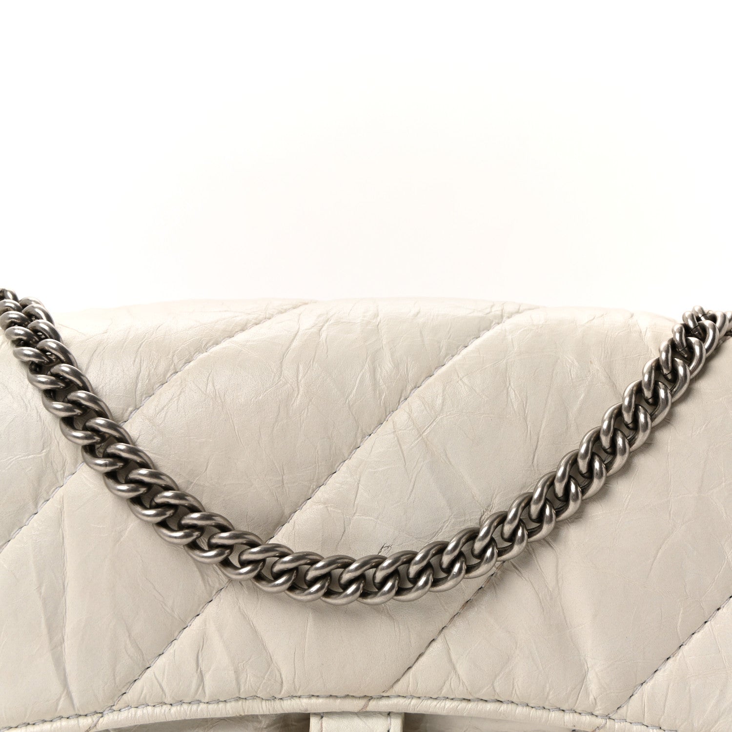 Crushed Calfskin Quilted XS Crush Chain Bag  Optic White