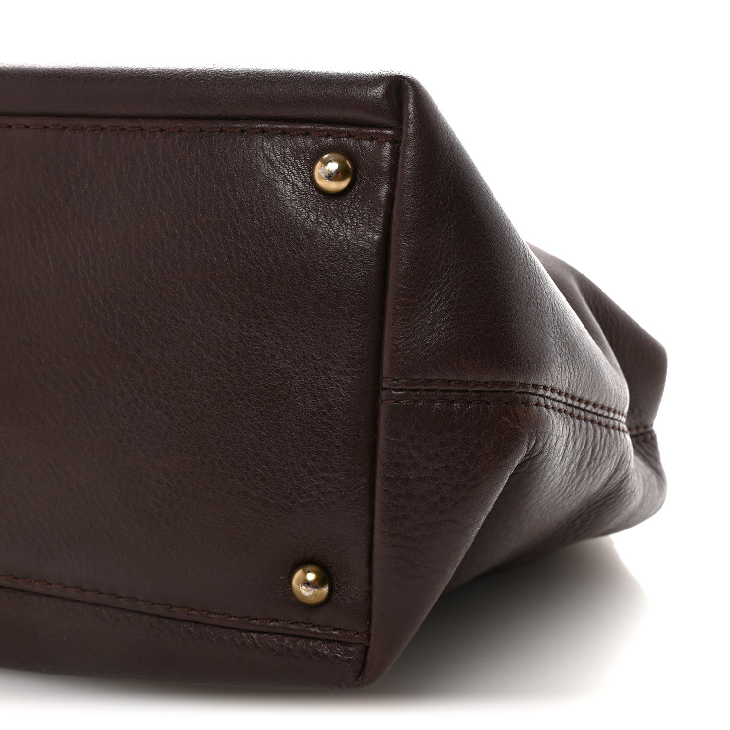 Calfskin Turnlock Shopper Tote Brown