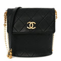 Calfskin Quilted Pearl Small About Pearls Hobo Bag Black