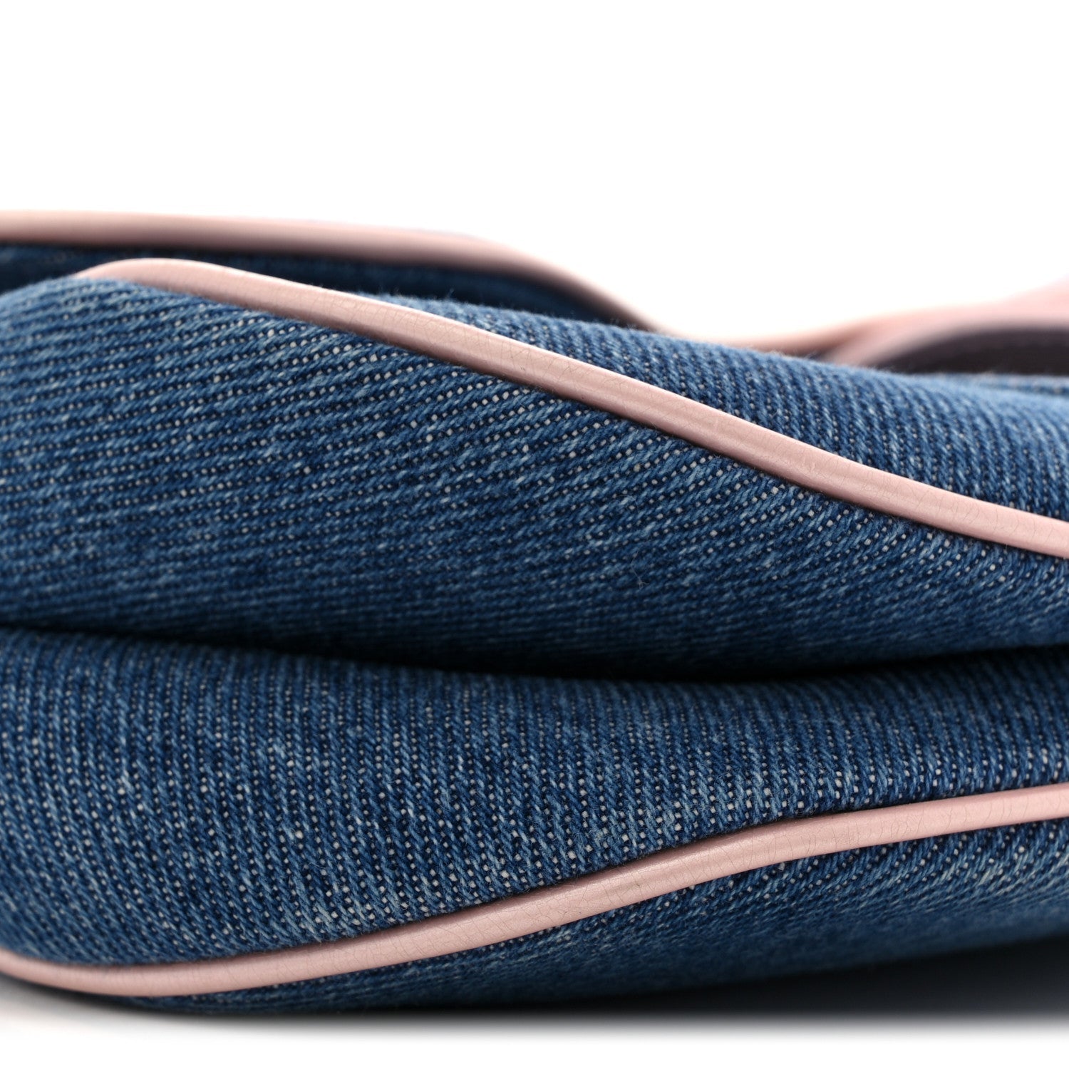Patent Denim Jeans Saddle Bag Blue Pink