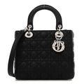 Grained Calfskin Cannage Medium Lady Dior Black