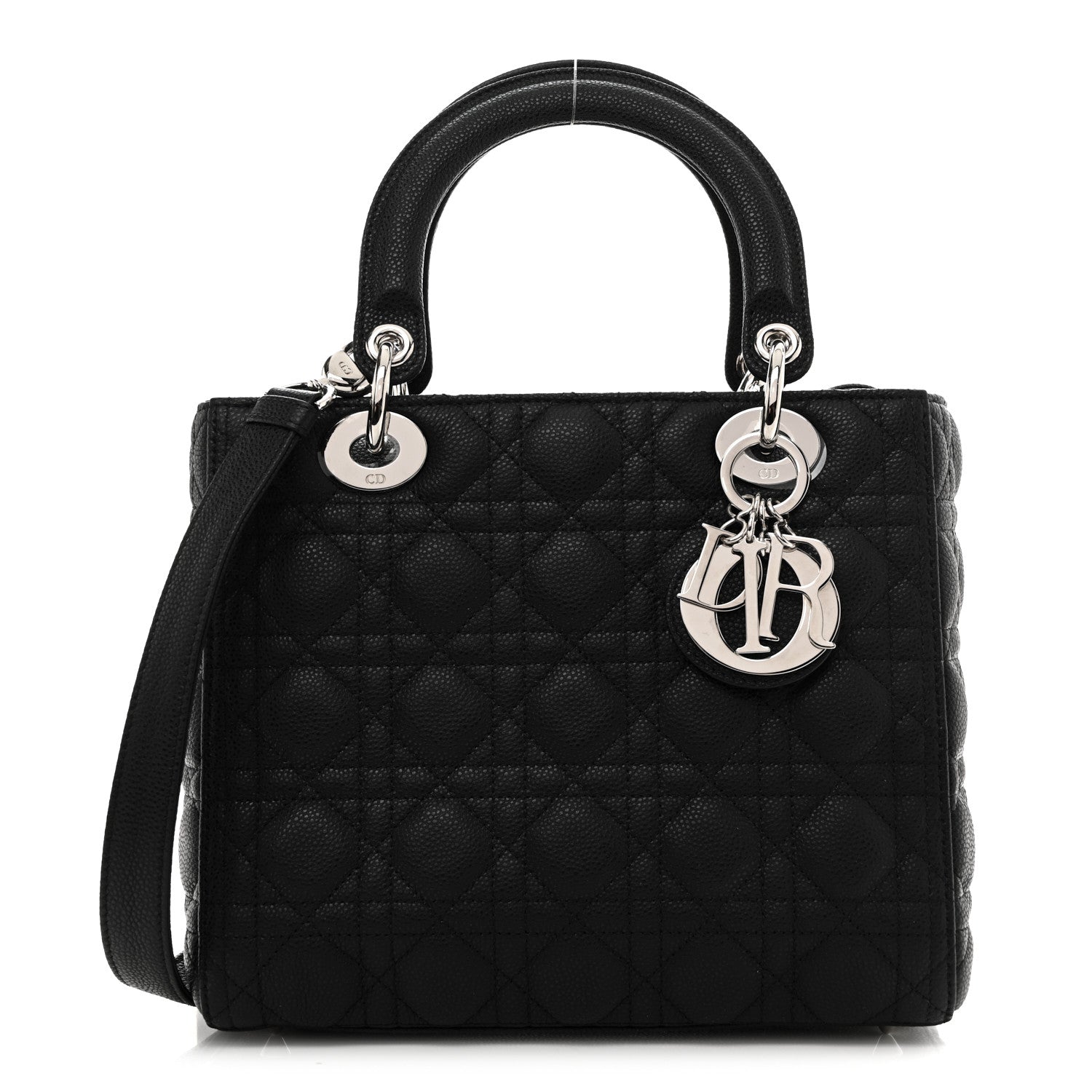 Grained Calfskin Cannage Medium Lady Dior Black