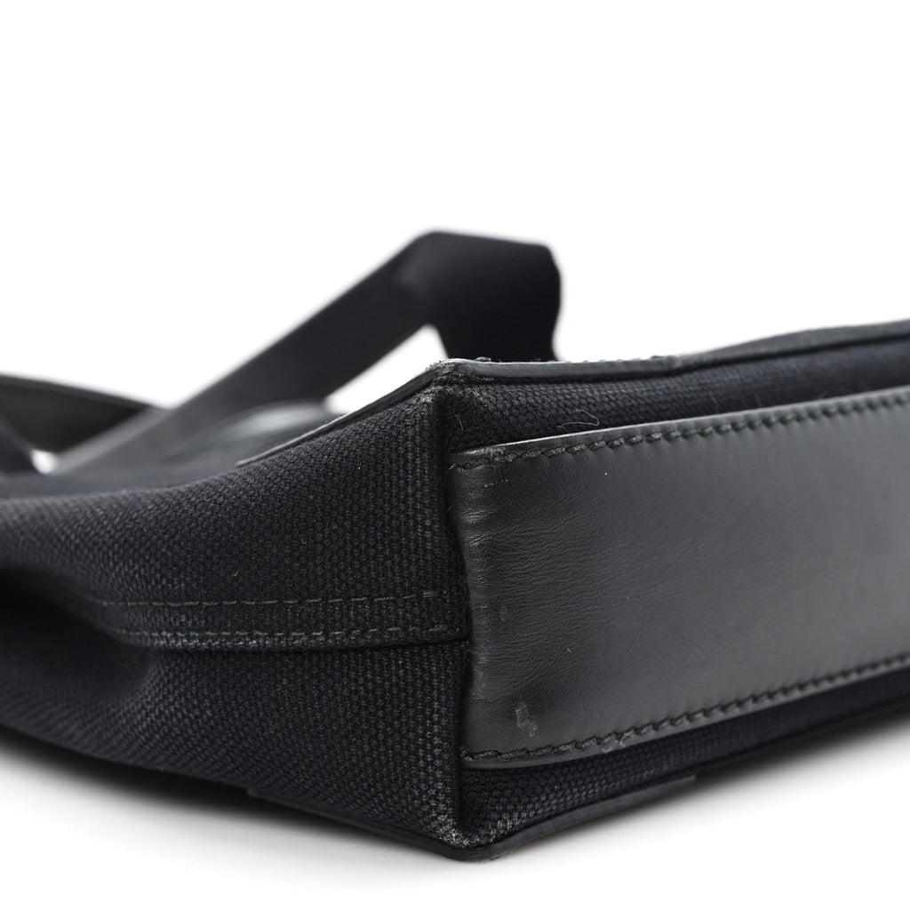 Cotton Canvas Calfskin Navy Cabas XS Black