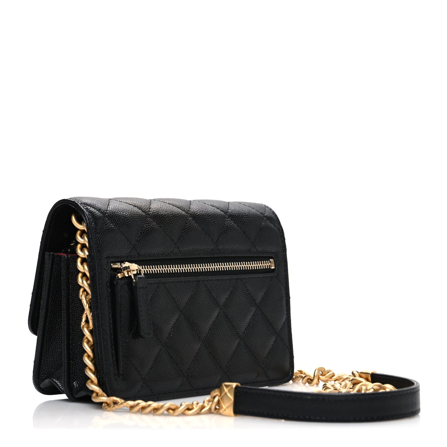Caviar Quilted Mini Bracelet On Chain Wallet On Chain WOC Black