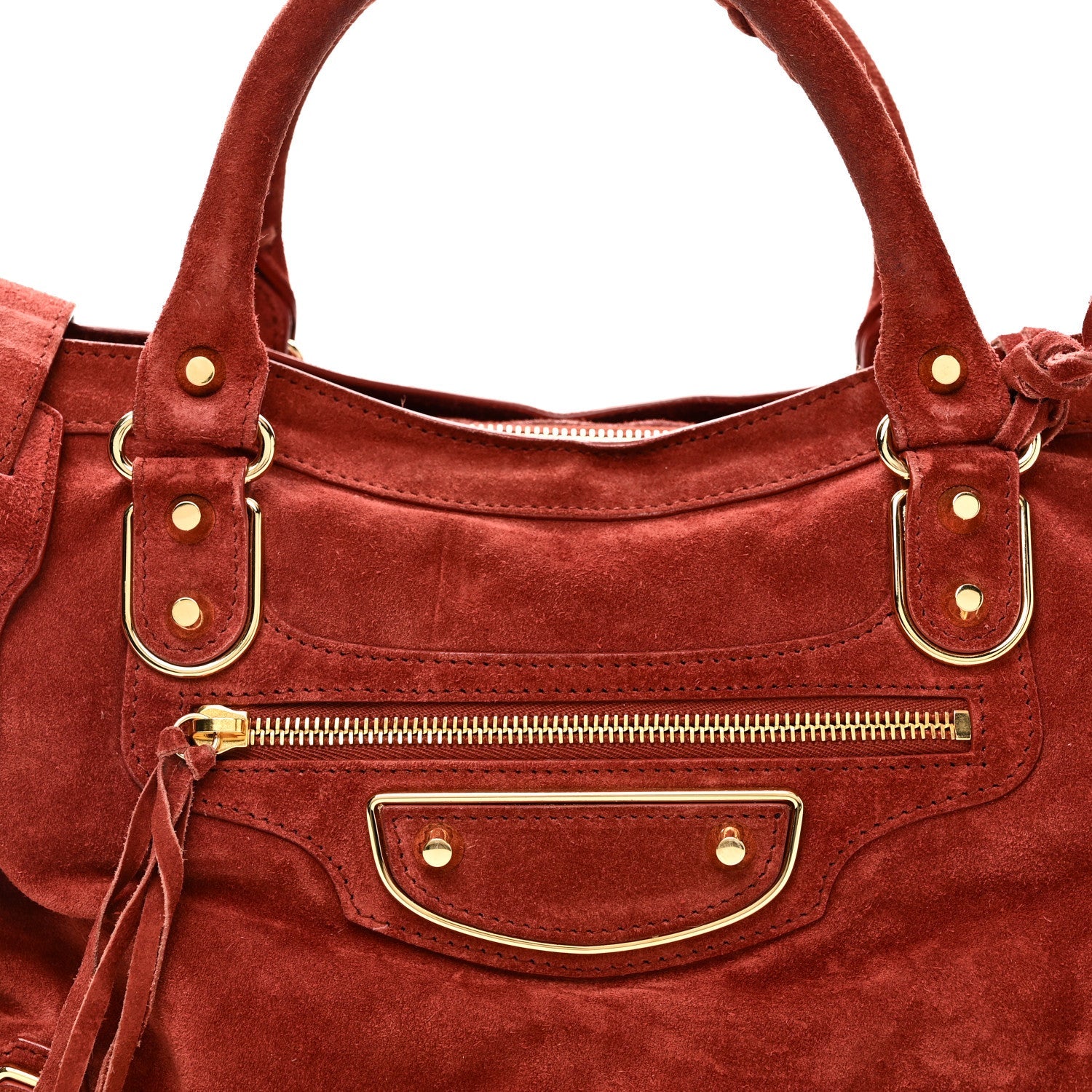 Baby Daim Suede Gold Metallic Edge Hardware City Bois De Rose Fonce