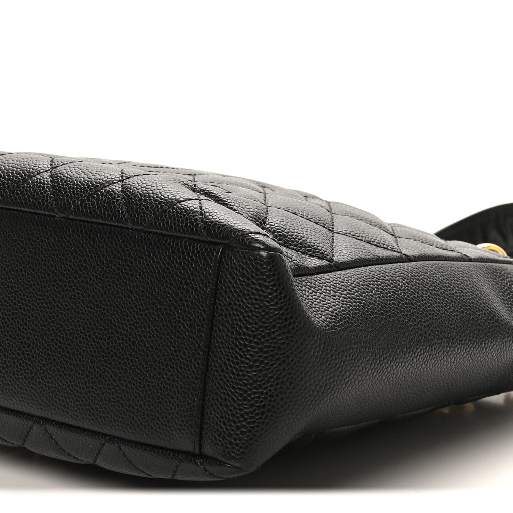 Caviar Quilted Petit Shopping Tote PST Black