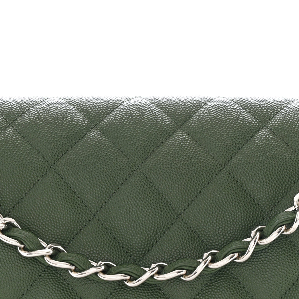 Caviar Quilted Jumbo Double Flap Green