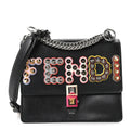 Vitello Liberty Fun Fair Metal Studded Small Kan I Shoulder Bag Black Multicolor