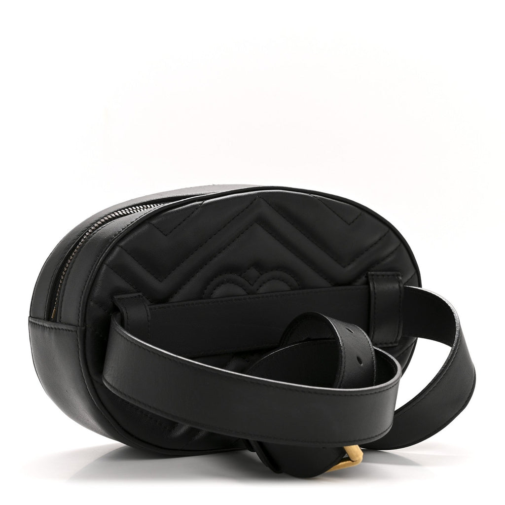 Calfskin Matelasse Animal Studs GG Marmont Belt Bag 85 34 Black