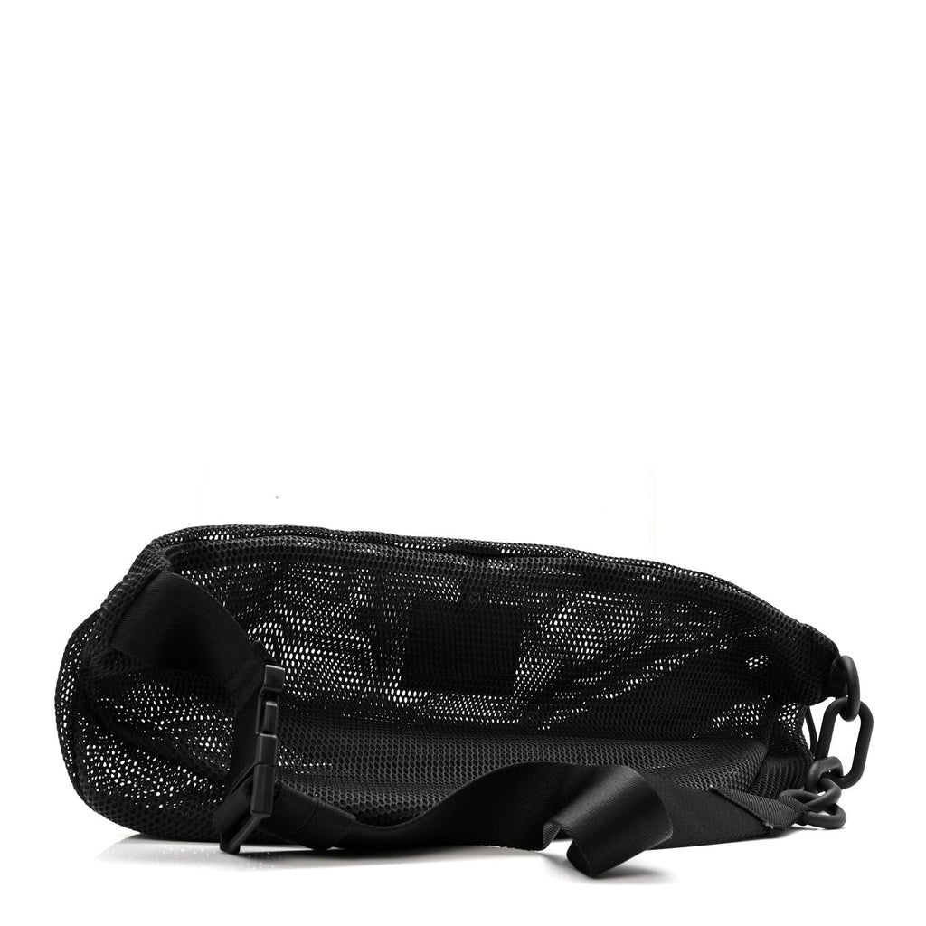 Nylon Mesh Logo Printed Attica Gym Shoulder Bag Black