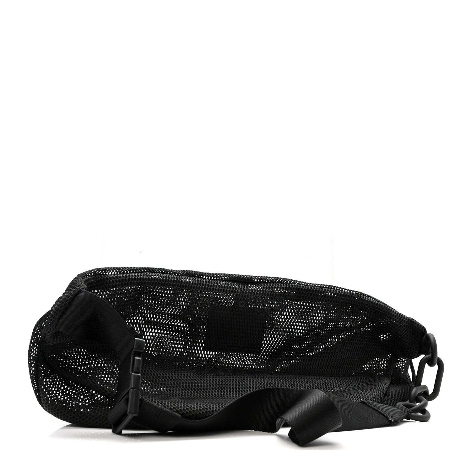 Nylon Mesh Logo Printed Attica Gym Shoulder Bag Black