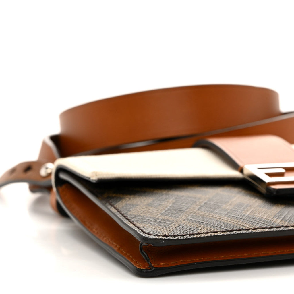 Glazed Fabric Cotton Vitello King Aura FF 1974 Baguette Belt Pouch Tobacco Moro Grezzo Cuoio
