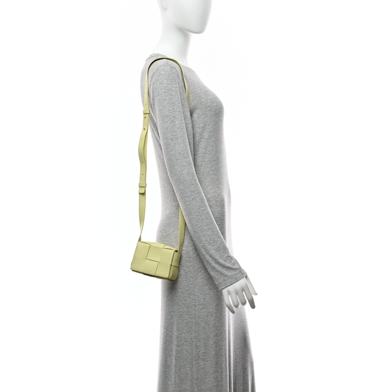 Lambskin Maxi Intrecciato Extra Mini Cassette Crossbody Bag Lemon Washed