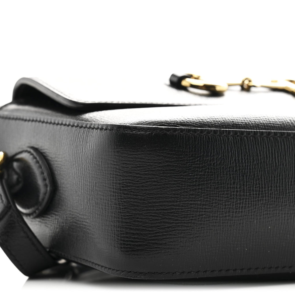 Textured Calfskin Small Horsebit 1955 Shoulder Bag Black