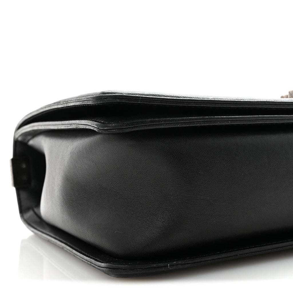 Lambskin Quilted Large Boy Flap Black