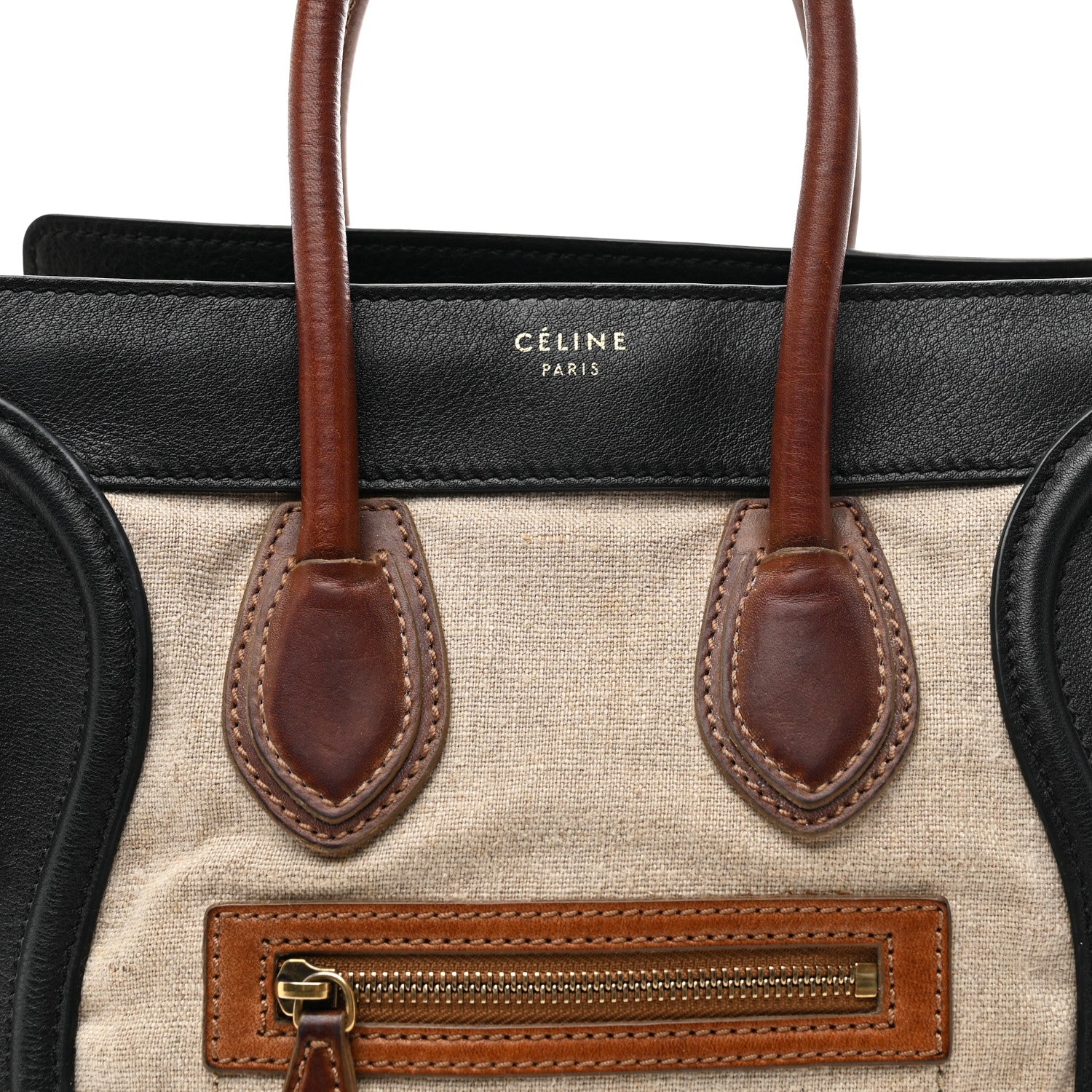 Canvas Smooth Calfskin Micro Tri-Color Luggage Natural Black Tan