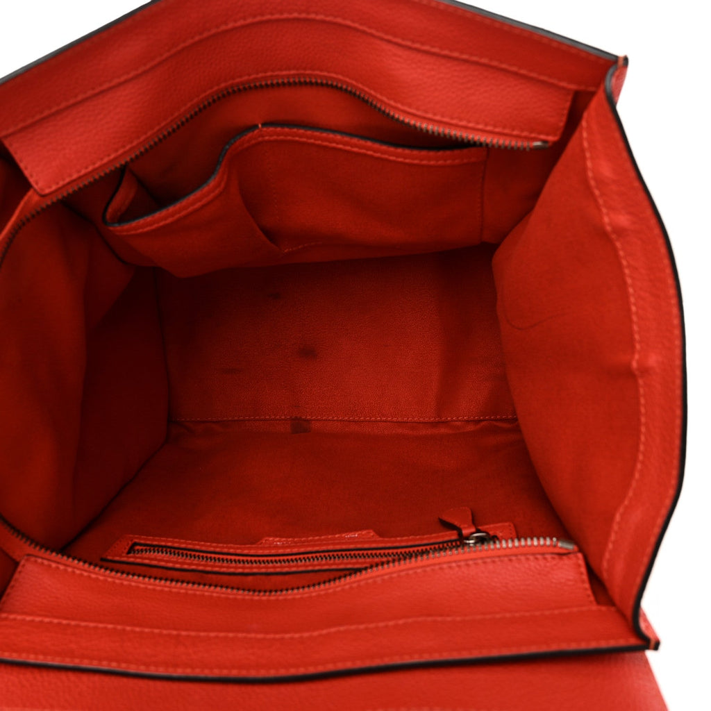 Drummed Calfskin Mini Luggage Coquelicot