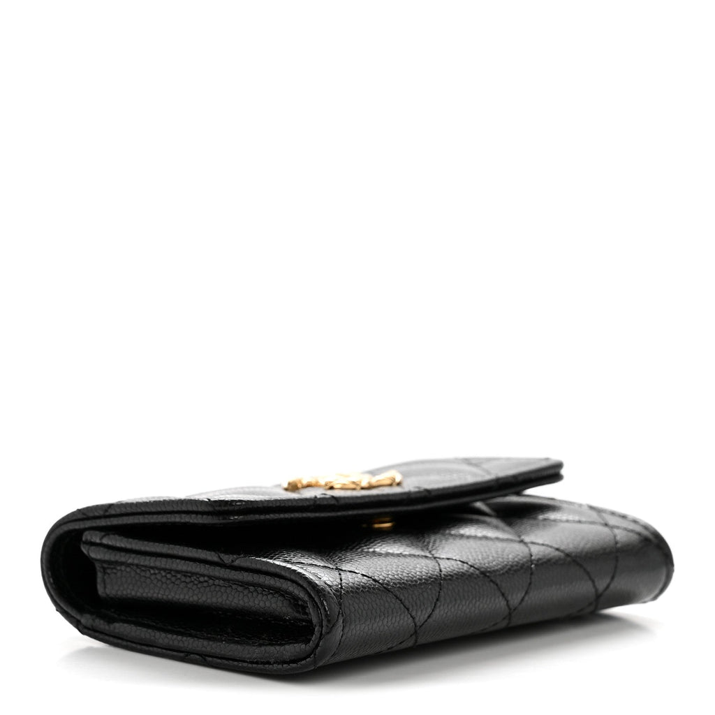 Caviar Quilted CC Flap  Holder Black