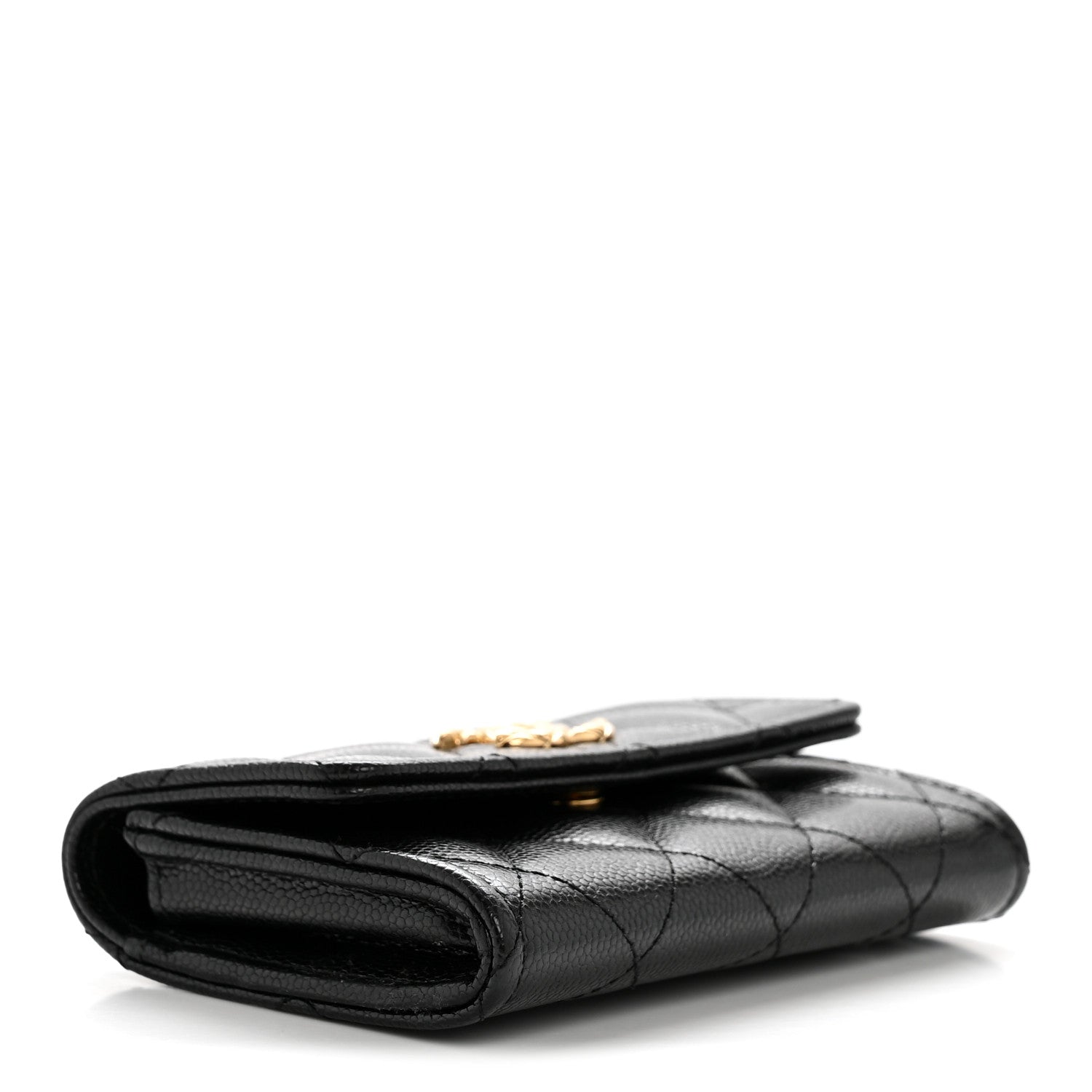 Caviar Quilted CC Flap  Holder Black