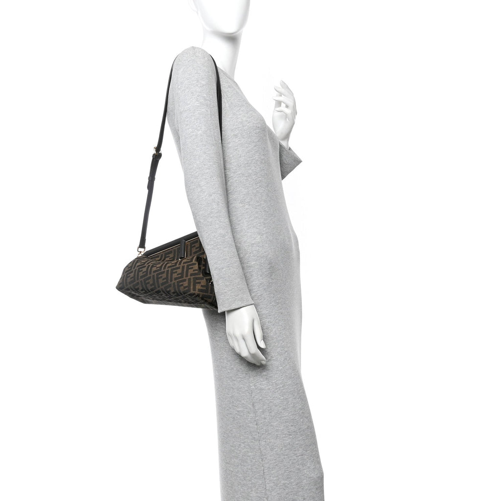 Shiny Nappa Fabric Jacquard FF 1974 Midi Fendi Tobacco Moro Ebano