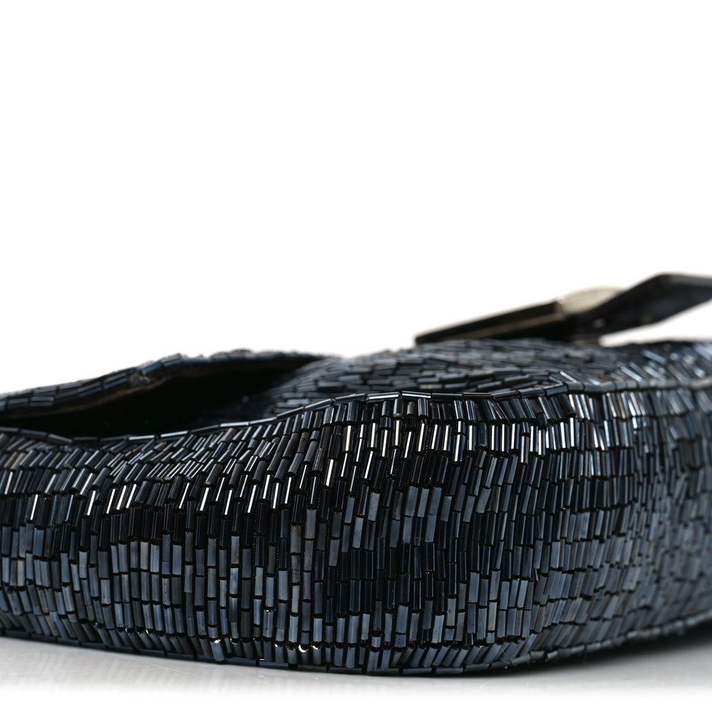 Satin Beaded Baguette Blue Brown