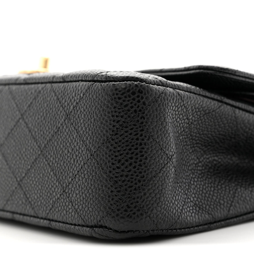 Caviar Quilted Medium Double Flap Black