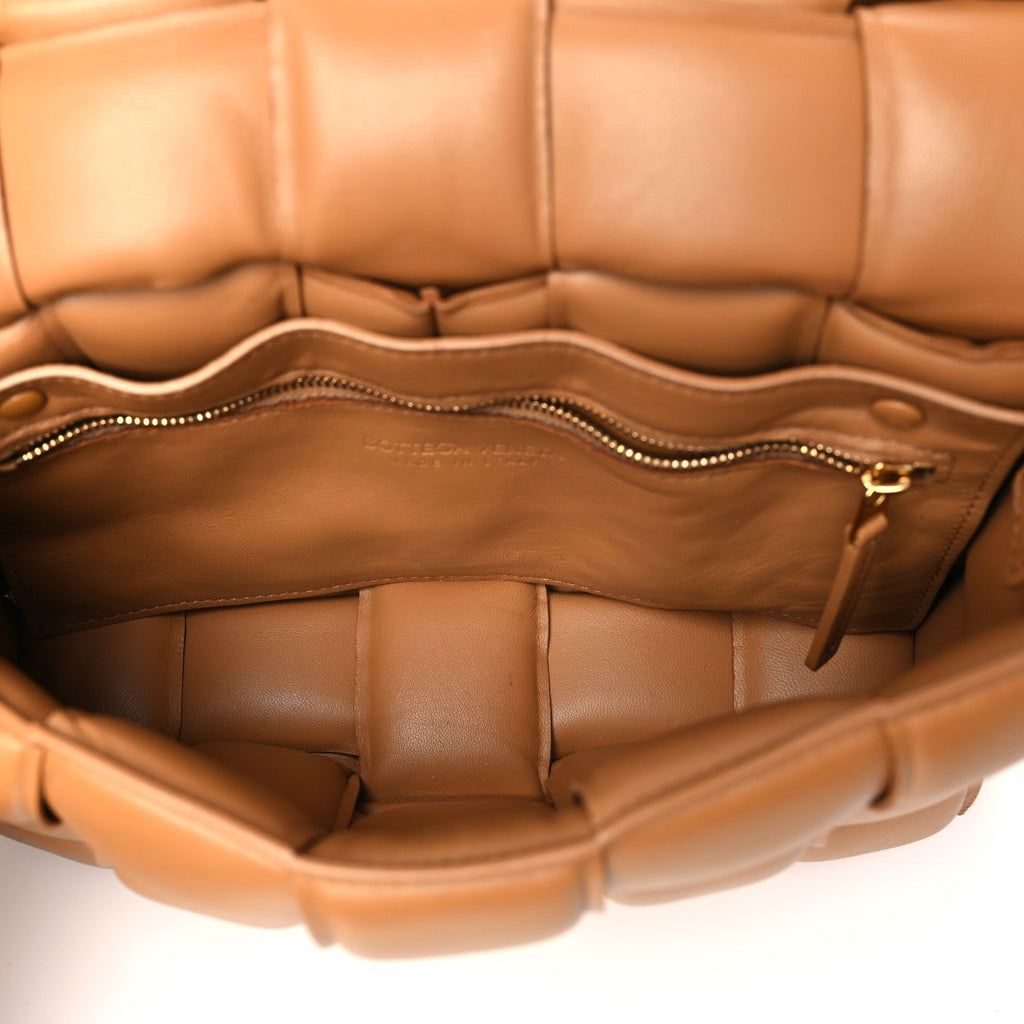 Nappa Maxi Intreccio Padded Cassette Crossbody Bag Caramel
