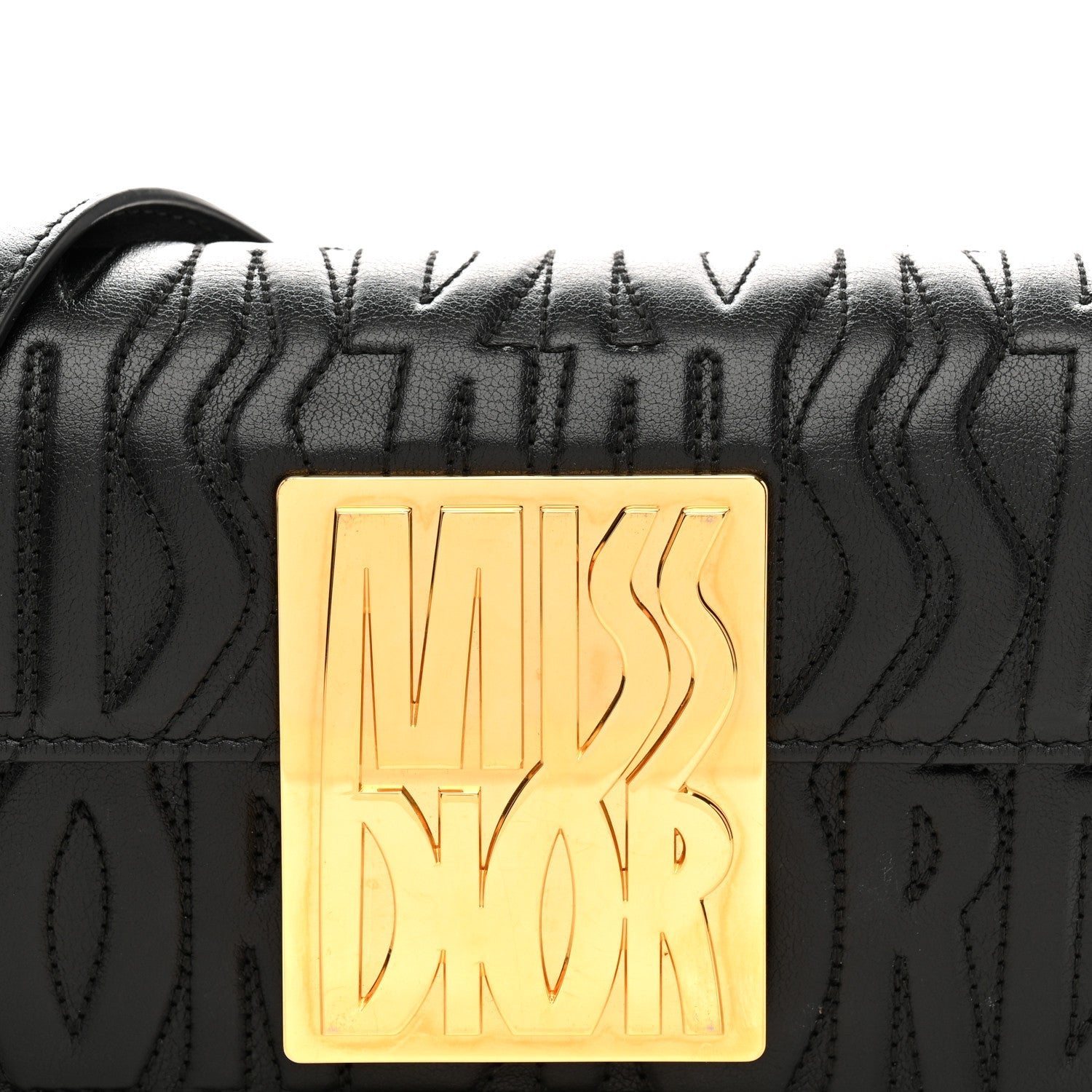 Calfskin Quilted All Over Miss Dior Flap Black