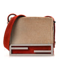 Calf Hair Bicolor Mini Front Buckle Shoulder Bag Light Brown Orange