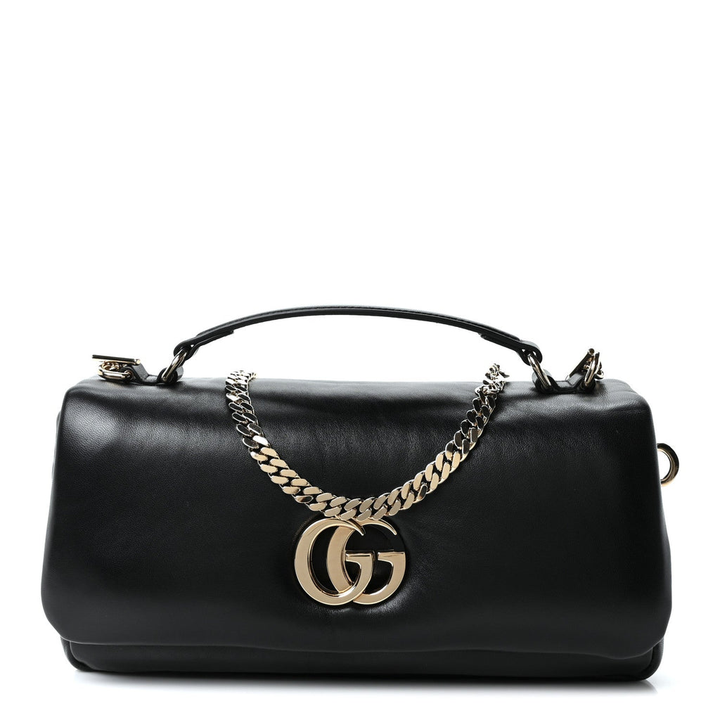 Lambskin Mini GG Milano Top Handle Shoulder Bag Black