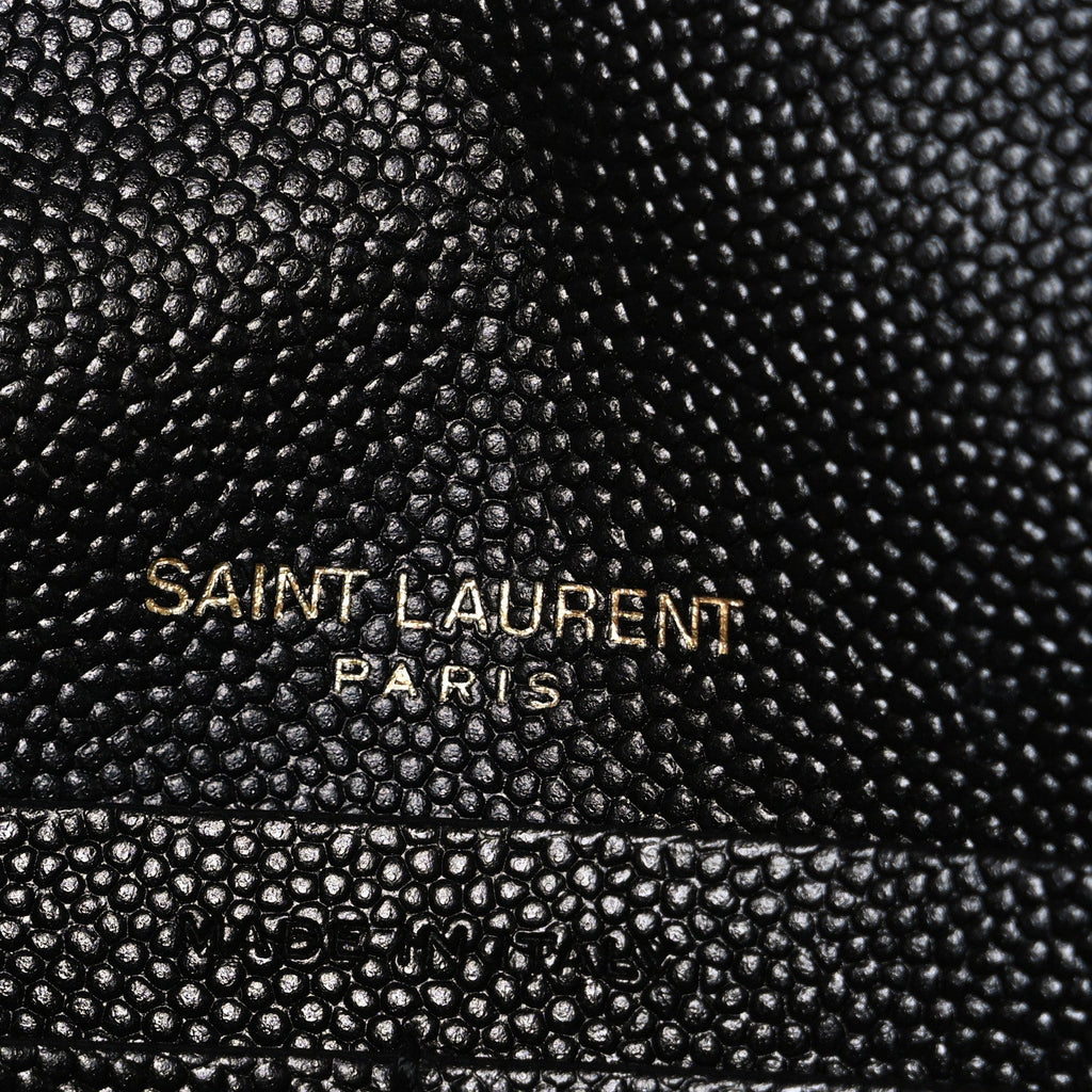 Grain De Poudre Matelasse Chevron Monogram Envelope Chain Wallet Black