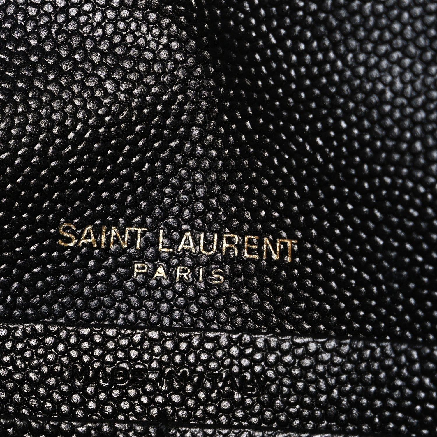 Grain De Poudre Matelasse Chevron Monogram Envelope Chain Wallet Black