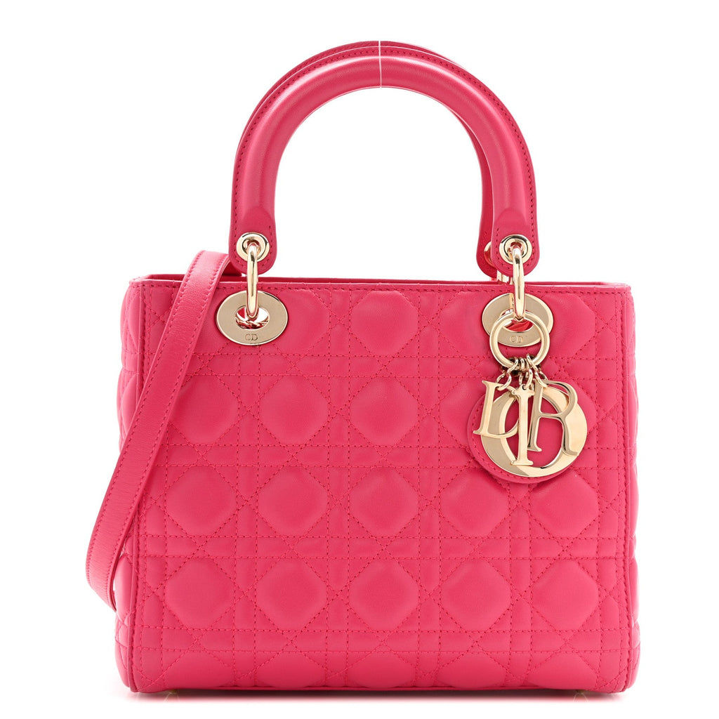 Lambskin Cannage Medium Lady Dior Fuchsia