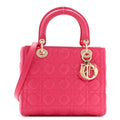 Lambskin Cannage Medium Lady Dior Fuchsia