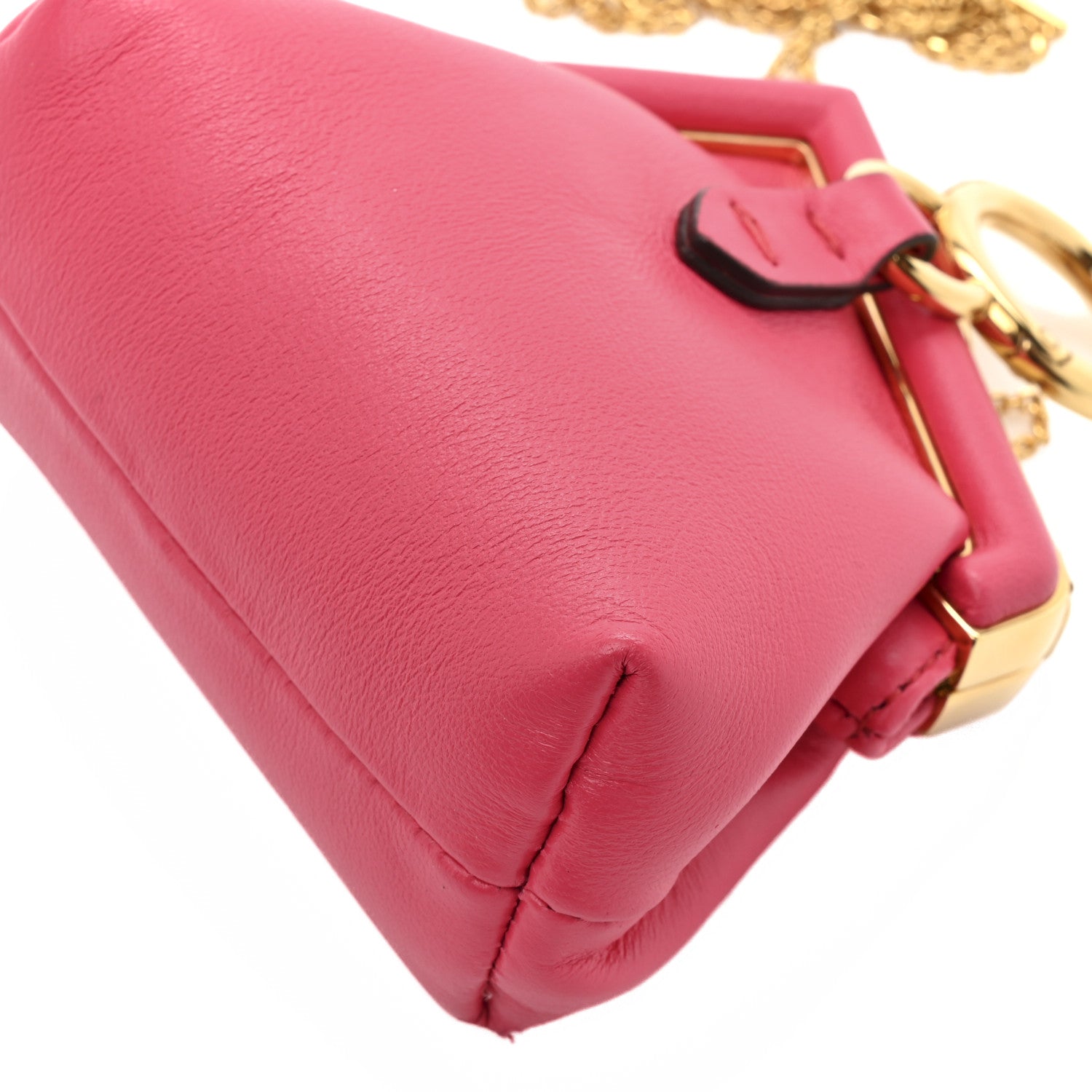 Shiny Nappa Nano Fendi First Bag Charm Lampone