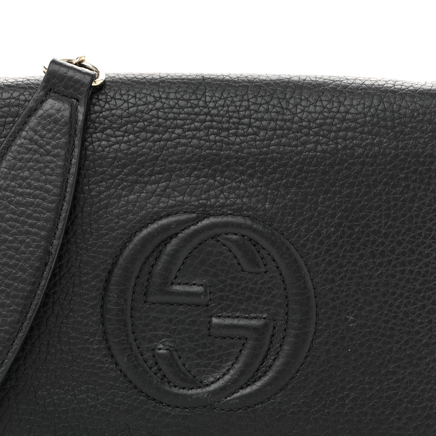 Pebbled Calfskin Soho Wallet On Chain Black