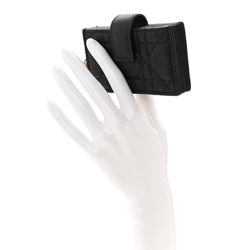 Lambskin Cannage Lady Dior Jasmine 5-Gusset  Holder Black