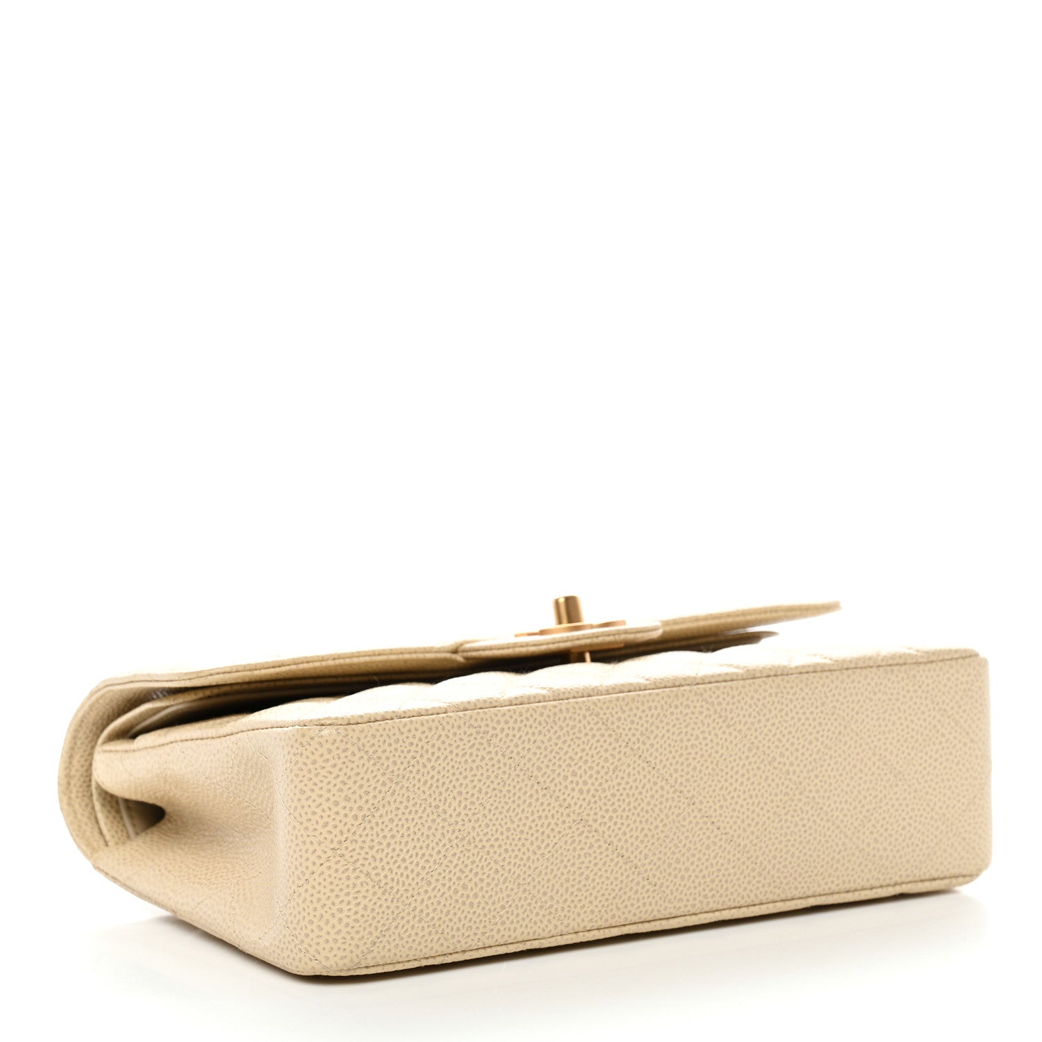 Caviar Quilted Small Double Flap Beige