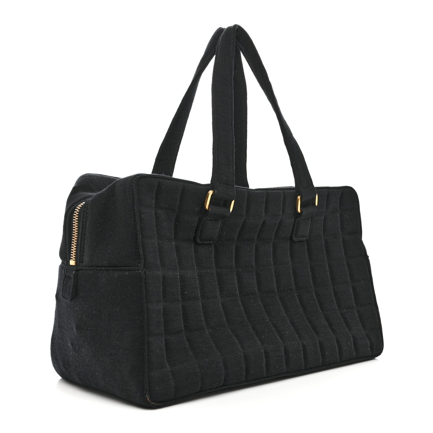 Jersey Square Quilted Bowler Black