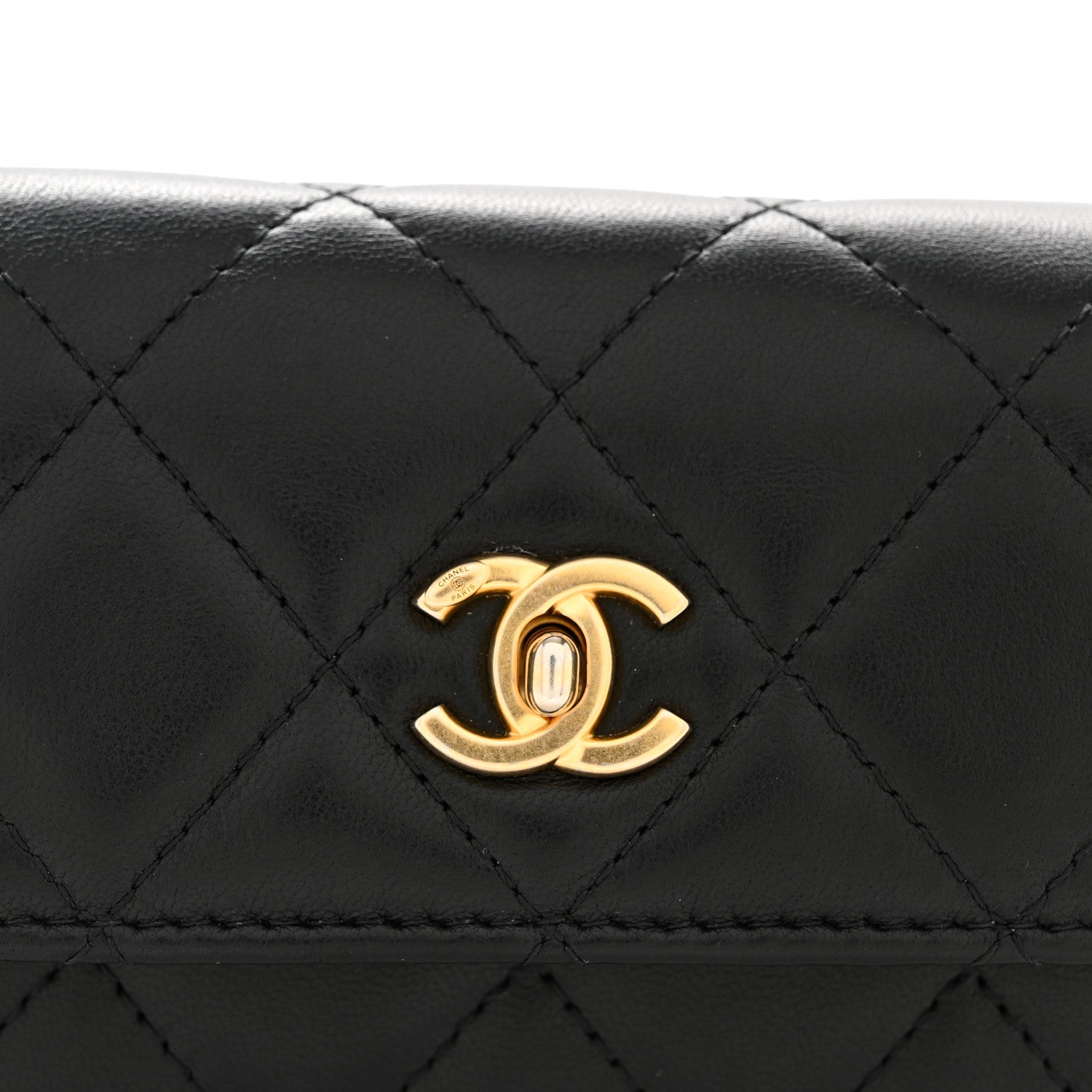 Lambskin Quilted Mini Trendy CC Clutch With Chain Black