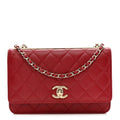 Lambskin Quilted Trendy CC Wallet On Chain WOC Red