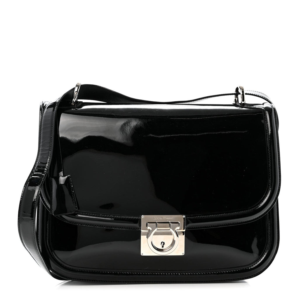 Patent Jody Shoulder Bag Black