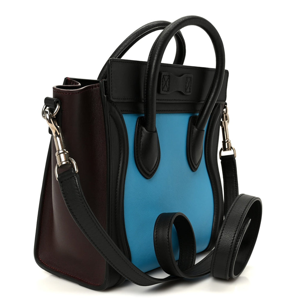 Smooth Calfskin Nano Tri-Color Luggage Turquoise