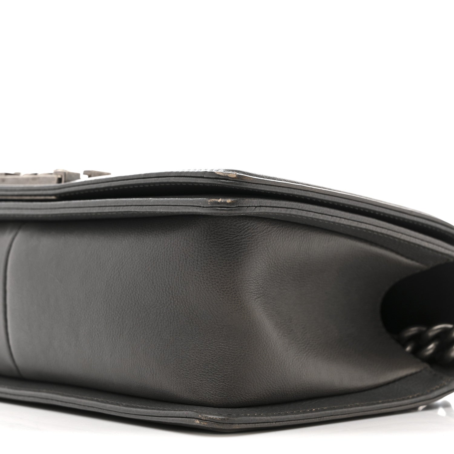 Calfskin Double Stitch Medium Boy Flap Grey