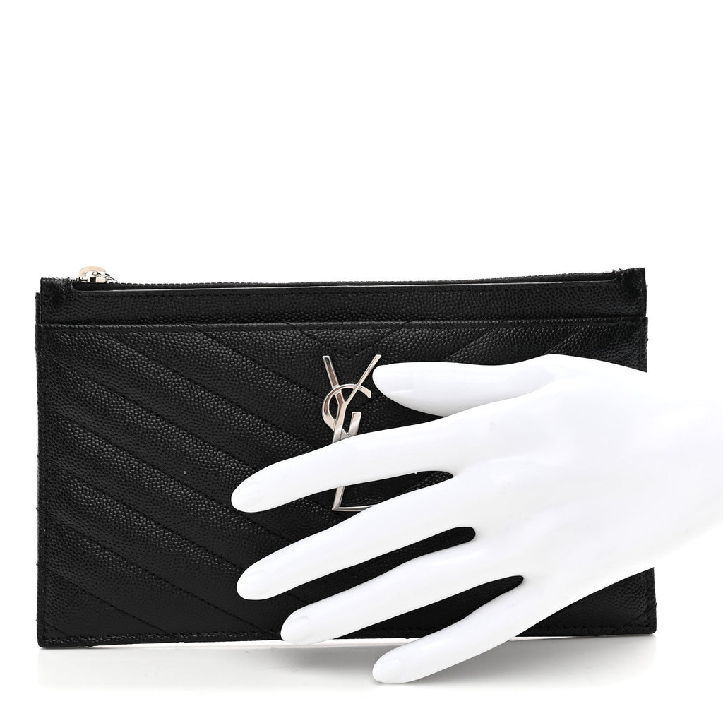 Grain De Poudre Chevron Monogram Bill Pouch Black
