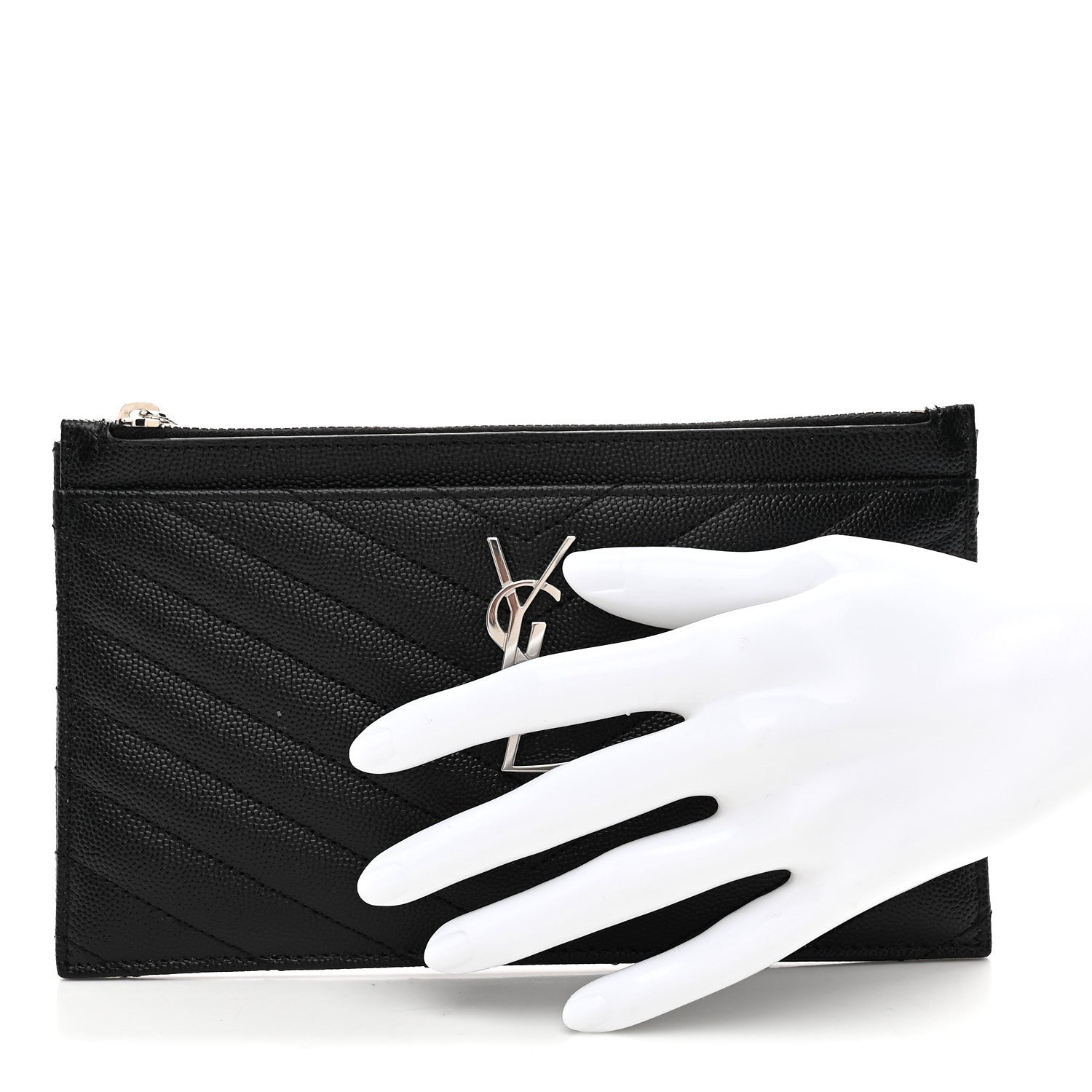 Grain De Poudre Chevron Monogram Bill Pouch Black