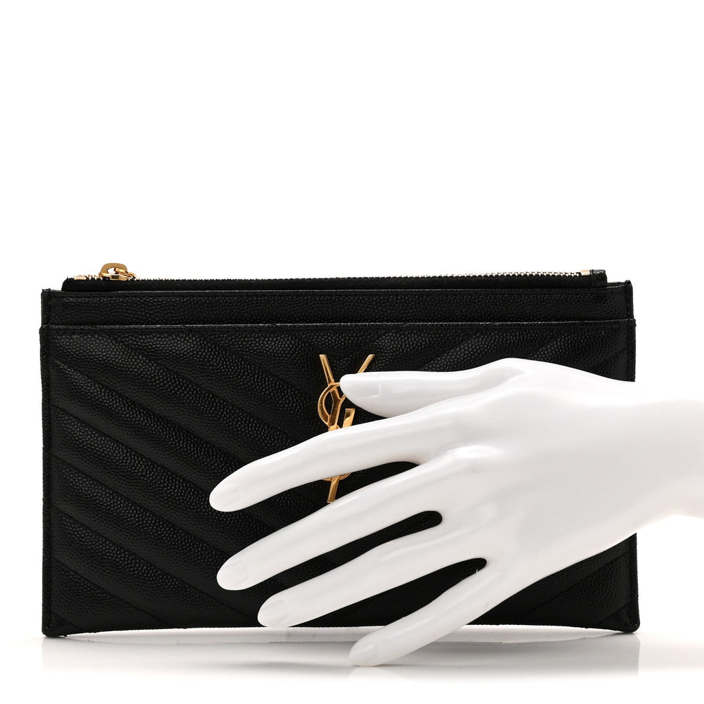 Grain De Poudre Chevron Monogram Bill Pouch Black