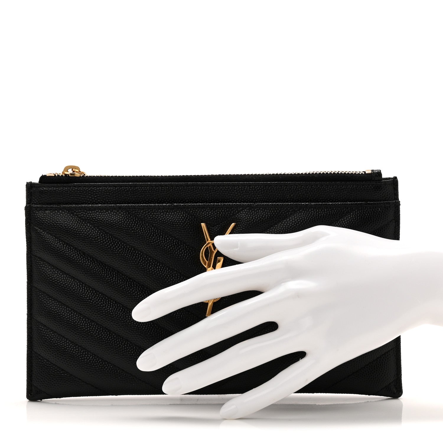 Grain De Poudre Chevron Monogram Bill Pouch Black